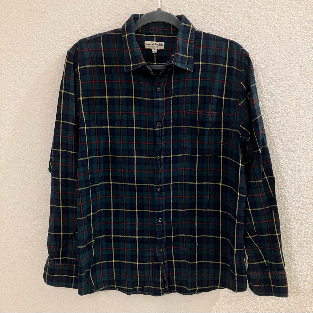 Men's Plaid Button-Down Shirt - Blue and Green